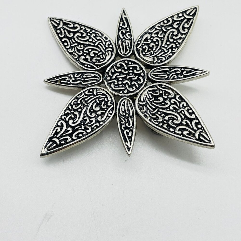 Vintage JOHN HARDY Silver Tone Floral Filigree Hair Clip Barrette - Picture 4 of 6
